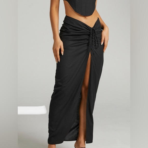 NWT Lioness Linen Ruched Front Midi Skirt M 6 - Picture 3 of 7